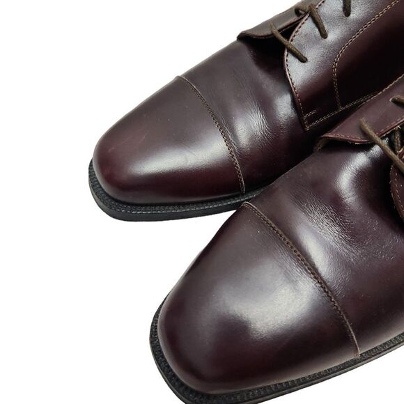 Ciro Schiano Men's Dress Shoes Size 10 Leather Cap Toe Oxfords Red Brown Leather - Picture 8 of 11
